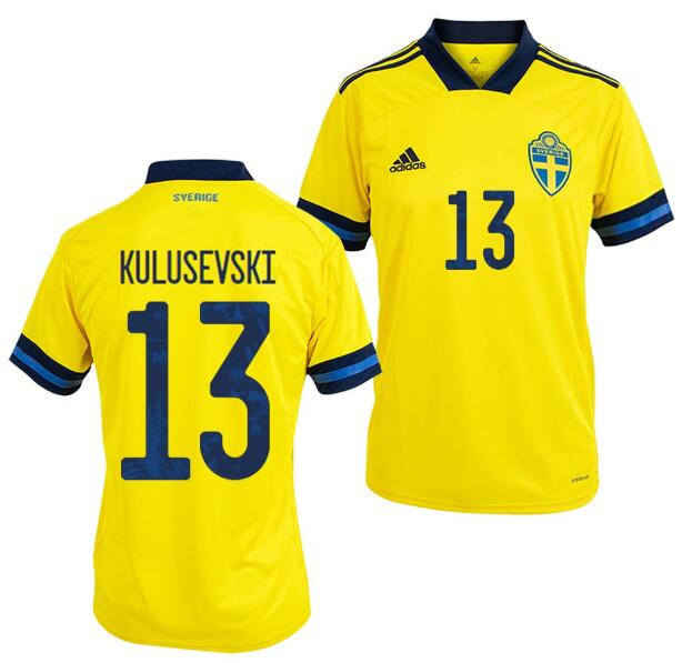 2020 EURO Sweden Home Kit Soccer Jersey Dejan Kulusevski #13